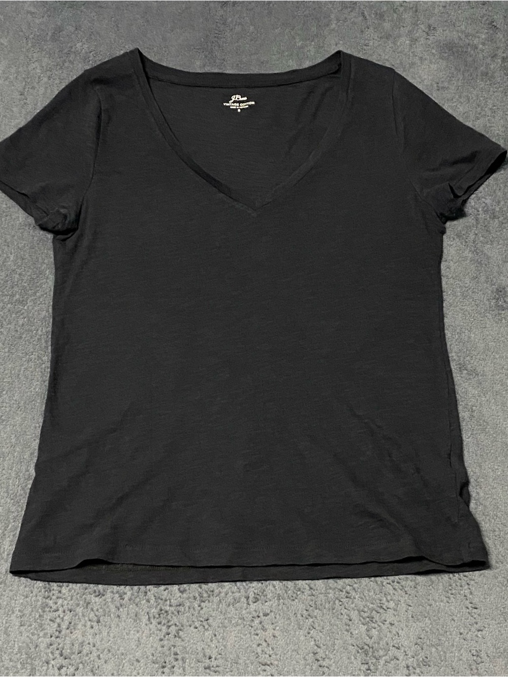 J Crew Shirt Vintage Cotton Womens S Black Short Sleeve V-neck Tee Casual Basic